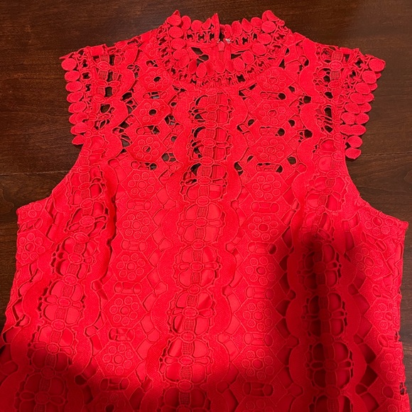 Laundry Geometric Red Lace Dress - Picture 7 of 8